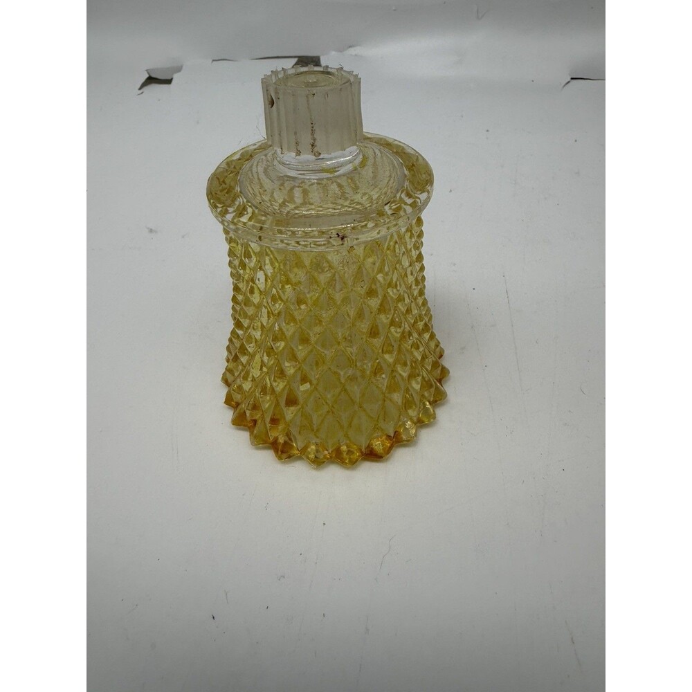 Diamond Point Glass Peg Wall Votive Candle Holder yellow amber MCM Vintage